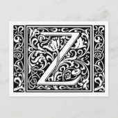 Brief Z Middeleeuws Monogram Art Nouveau Briefkaart (Voorkant)