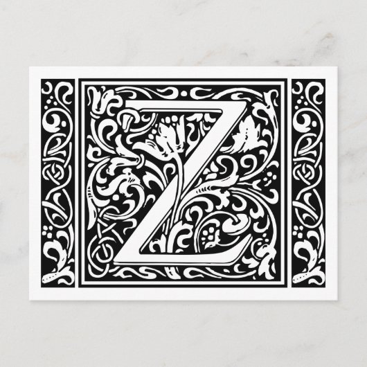Brief Z Middeleeuws Monogram Art Nouveau Briefkaart (Voorkant)