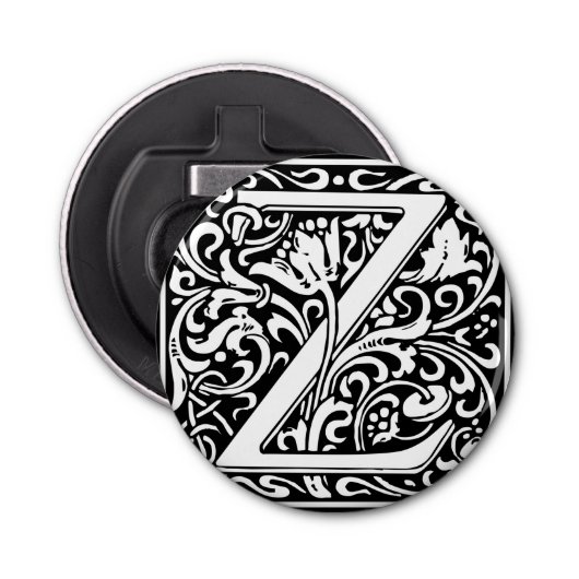 Brief Z Middeleeuws Monogram Art Nouveau Button Flesopener (Voorkant)