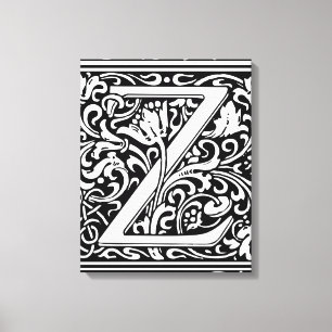 Brief Z Middeleeuws Monogram Art Nouveau Canvas Afdruk