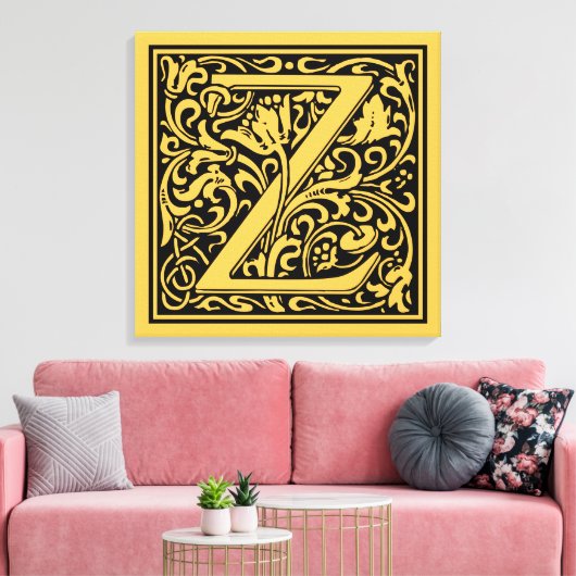 Brief Z Middeleeuws Monogram Art Nouveau Canvas Afdruk (Insitu (Woonkamer))