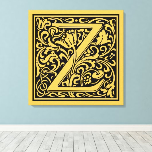 Brief Z Middeleeuws Monogram Art Nouveau Canvas Afdruk (Insitu (Houten vloer))