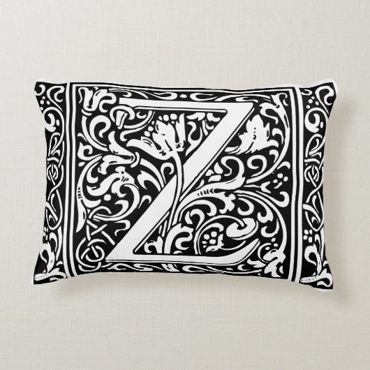 Brief Z Middeleeuws Monogram Art Nouveau Decoratief Kussen (Achterkant)