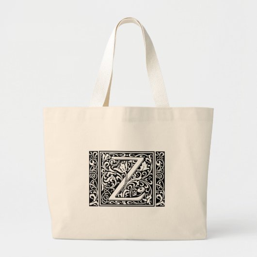 Brief Z Middeleeuws Monogram Art Nouveau Grote Tote Bag (Voorkant)