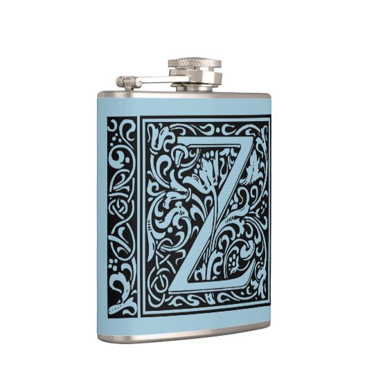 Brief Z Middeleeuws Monogram Art Nouveau Heupfles (Rechts)