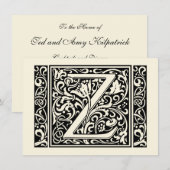 Brief Z Middeleeuws Monogram Art Nouveau Kaart (Voorkant / Achterkant)