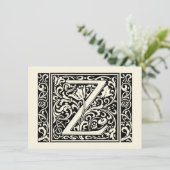 Brief Z Middeleeuws Monogram Art Nouveau Kaart (Staand voorkant)