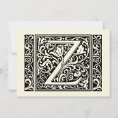 Brief Z Middeleeuws Monogram Art Nouveau Kaart (Voorkant)
