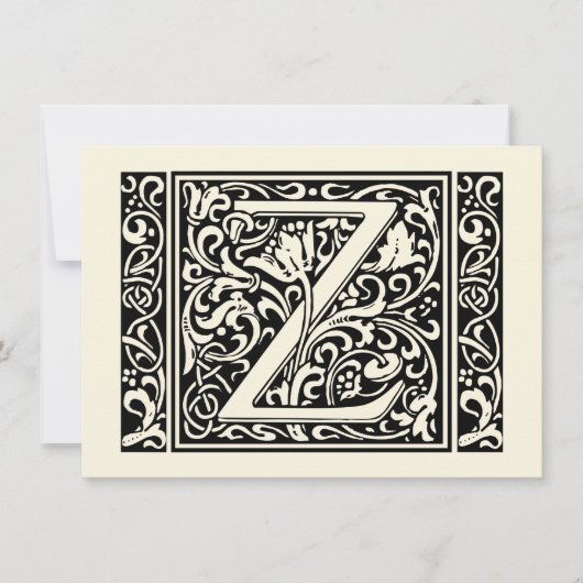 Brief Z Middeleeuws Monogram Art Nouveau Kaart (Voorkant)