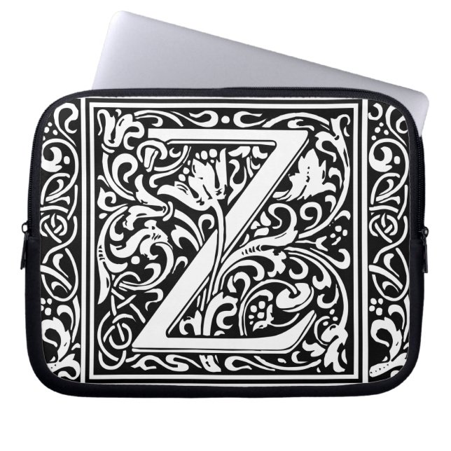 Brief Z Middeleeuws Monogram Art Nouveau Laptop Sleeve (Voorkant)