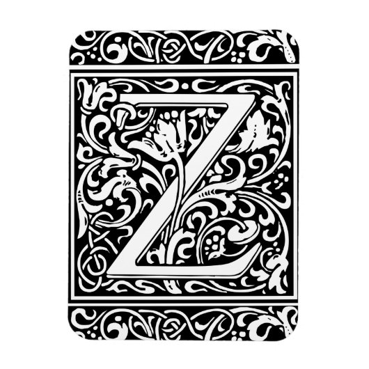 Brief Z Middeleeuws Monogram Art Nouveau Magneet (Verticaal)
