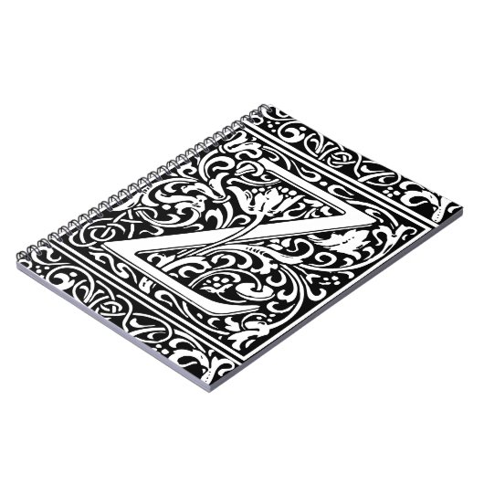 Brief Z Middeleeuws Monogram Art Nouveau Notitieboek (Linkerzijde)