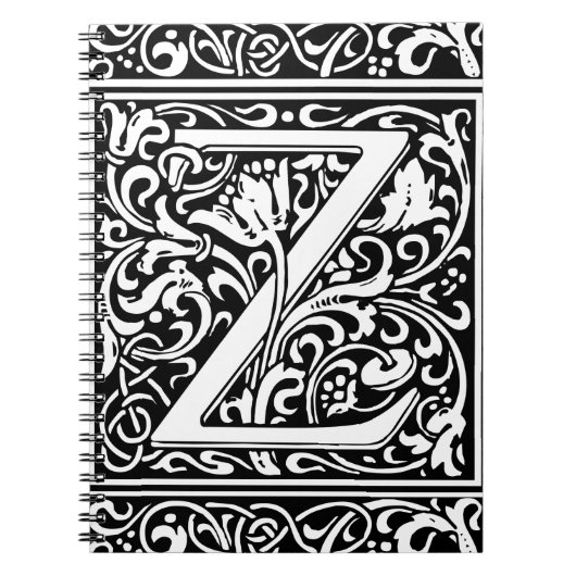 Brief Z Middeleeuws Monogram Art Nouveau Notitieboek (Voorkant)