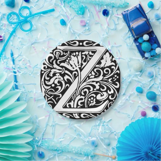 Brief Z Middeleeuws Monogram Art Nouveau Papieren Bordje (Feest)