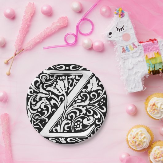 Brief Z Middeleeuws Monogram Art Nouveau Papieren Bordje (Feest)