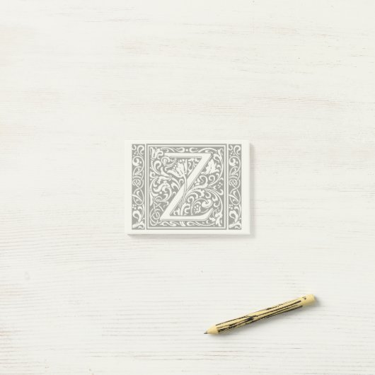 Brief Z Middeleeuws Monogram Art Nouveau Post-it® Notes (Op bureau)