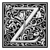 Brief Z Middeleeuws Monogram Art Nouveau Poster (Voorkant)