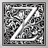 Brief Z Middeleeuws Monogram Art Nouveau Poster (Voorkant)