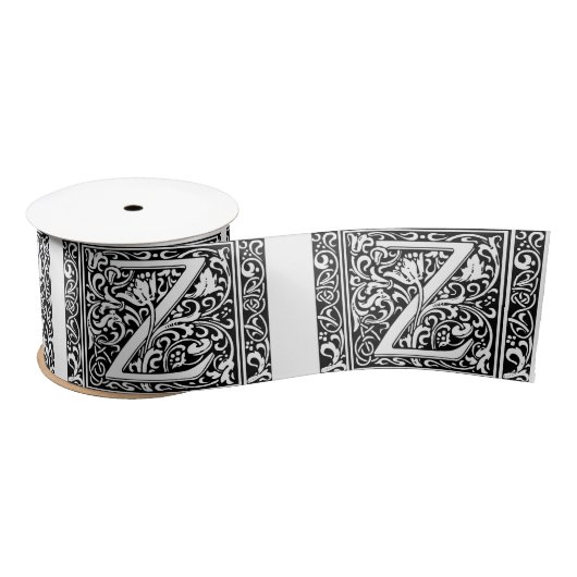 Brief Z Middeleeuws Monogram Art Nouveau Satijnen Lint (Spoel)