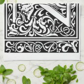 Brief Z Middeleeuws Monogram Art Nouveau Theedoek (Gevouwen)