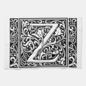 Brief Z Middeleeuws Monogram Art Nouveau Theedoek (Horizontaal)