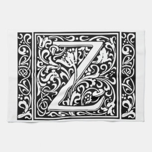 Brief Z Middeleeuws Monogram Art Nouveau Theedoek