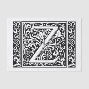 Brief Z Middeleeuws Monogram Art Nouveau Tissuepapier