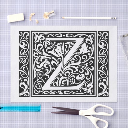 Brief Z Middeleeuws Monogram Art Nouveau Tissuepapier (Craft)