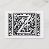 Brief Z Middeleeuws Monogram Art Nouveau Visitekaartje (Achterkant)