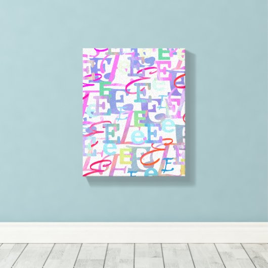 Briefconfetti "E" Canvas Afdruk (Insitu (Houten vloer))