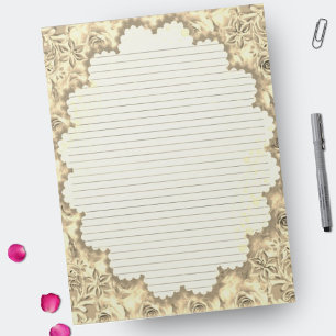 Briefformaat 8,5 x 11-inch Sepia Floral Lined Pape Notitieblok