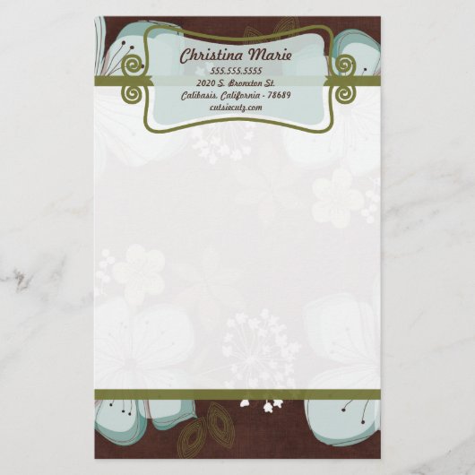Briefhoofd briefpapier Hawaiian Blue Flower (Voorkant)
