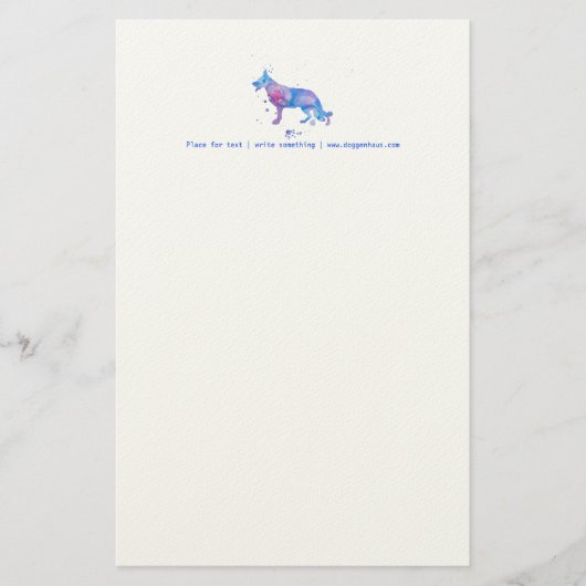 Briefhoofd Cool Watercolor Duitse Herdershond Briefpapier (Voorkant)