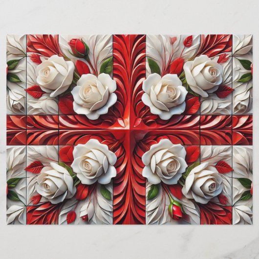 Briefhoofd met Engels Rozen Design (Voorkant)