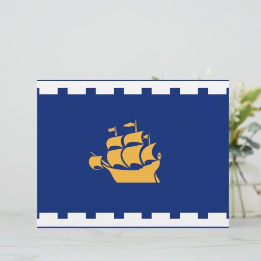 Briefhoofd met Vlag van Quebec City, Canada (Staand voorkant)