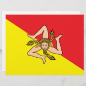 Briefhoofd met vlag van Sicilië, Italië (Voorkant / Achterkant)