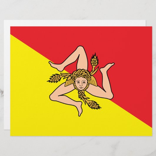 Briefhoofd met vlag van Sicilië, Italië (Voorkant / Achterkant)