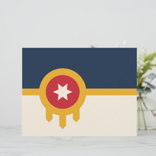 Briefhoofd met vlag van Tulsa, Oklahoma (Staand voorkant)
