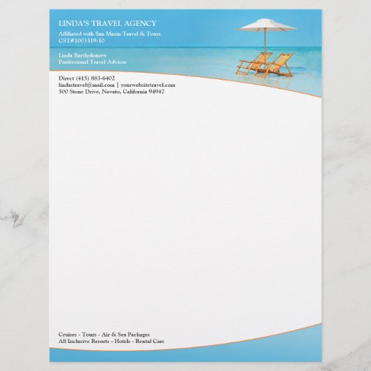 Briefhoofd reisbureau ontwerp (Voorkant)