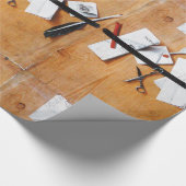 BRIEFHOUDER IN HOUT ,Bruin Zwart ,Wit Cadeaupapier (Hoek)