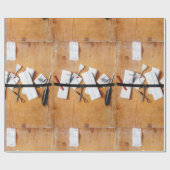 BRIEFHOUDER IN HOUT ,Bruin Zwart ,Wit Cadeaupapier (Vlak)