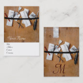 BRIEFHOUDER IN HOUT MONOGRAM Bruin Wit Visitekaartje (Voorkant / Achterkant)