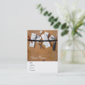 BRIEFHOUDER IN HOUT MONOGRAM Bruin Wit Visitekaartje (Staand voorkant)