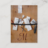 BRIEFHOUDER IN HOUT MONOGRAM Bruin Wit Visitekaartje (Achterkant)