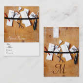 BRIEFHOUDER IN HOUT MONOGRAM platinum Silver Visitekaartje (Voorkant / Achterkant)