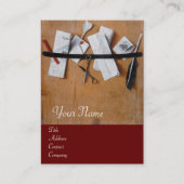 BRIEFHOUDER IN HOUT MONOGRAM, rood bruin Visitekaartje (Voorkant)