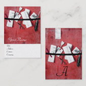 BRIEFHOUDER IN HOUT MONOGRAM rood goud metalen Visitekaartje (Voorkant / Achterkant)