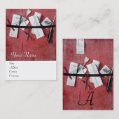 BRIEFHOUDER IN HOUT MONOGRAM rood wit Visitekaartje (Voorkant / Achterkant)