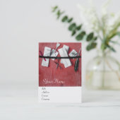 BRIEFHOUDER IN HOUT MONOGRAM rood wit Visitekaartje (Staand voorkant)