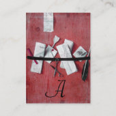 BRIEFHOUDER IN HOUT MONOGRAM rood wit Visitekaartje (Achterkant)